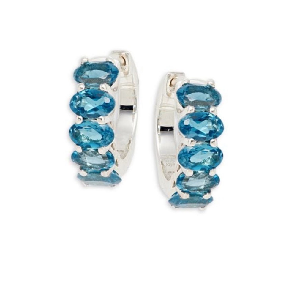 Effy 5 oval London blue topaz huggy earrings